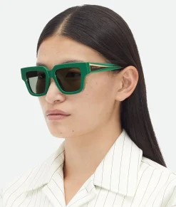 Bottega Veneta Tri-Fold Square Sunglasses Green/green Outlet
