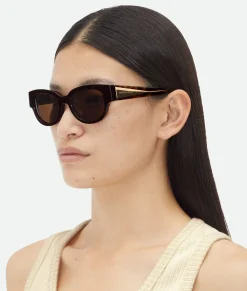 Bottega Veneta Tri-Fold Square Sunglasses Havana/brown Sale