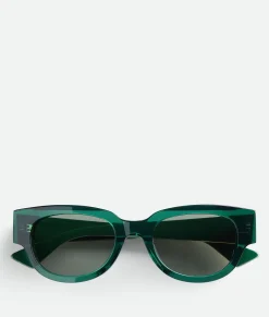 Bottega Veneta Tri-Fold Square Sunglasses Green/green New