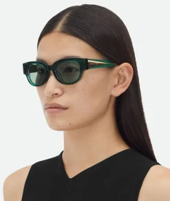 Bottega Veneta Tri-Fold Square Sunglasses Green/green New