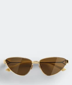Bottega Veneta Turn Cat-Eye Sunglasses Gold / Brown Hot