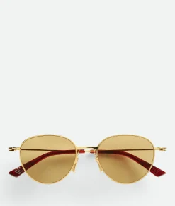 Bottega Veneta Ultrathin Metal Panthos Sunglasses Gold Sale
