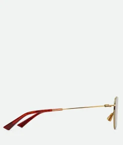 Bottega Veneta Ultrathin Metal Panthos Sunglasses Gold Sale