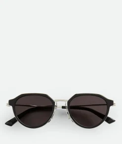 Bottega Veneta Ultrathin Panthos Sunglasses Black/grey Sale