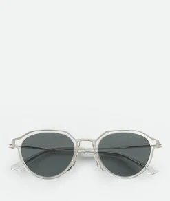Bottega Veneta Ultrathin Panthos Sunglasses Grey/green New