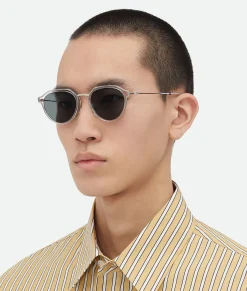 Bottega Veneta Ultrathin Panthos Sunglasses Grey/green New