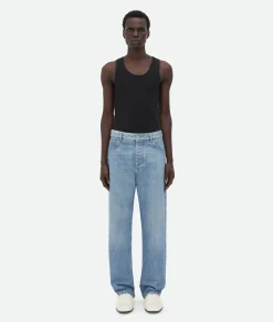 Bottega Veneta Vintage Indigo Washed Wide Leg Denim Mid blue Clearance