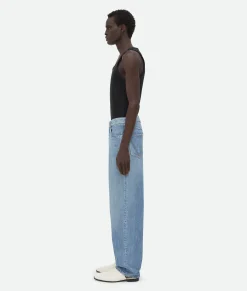 Bottega Veneta Vintage Indigo Washed Wide Leg Denim Mid blue Clearance