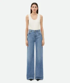 Bottega Veneta Vintage Indigo Wide Leg Denim Mid blue Outlet