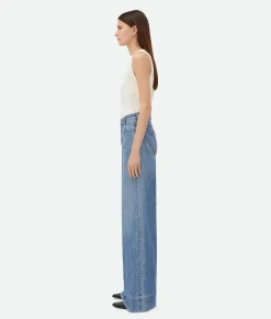 Bottega Veneta Vintage Indigo Wide Leg Denim Mid blue Outlet