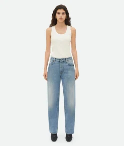 Bottega Veneta Vintage Medium Indigo Turned Up Denim Mid blue Online
