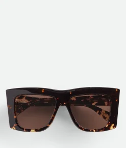 Bottega Veneta Visor Recycled Acetate Square Sunglasses Havana / Brown Online