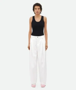 Bottega Veneta Pleated Denim Trousers White Best