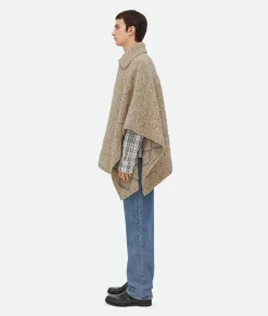 Bottega Veneta Wool Diamond Poncho Dove/grey melange Hot