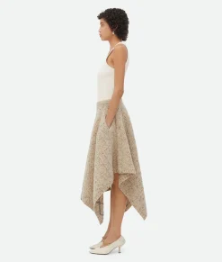 Bottega Veneta Wool Diamond Skirt Dove/grey melange Discount