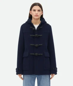 Bottega Veneta Wool Duffle Coat Navy Sale