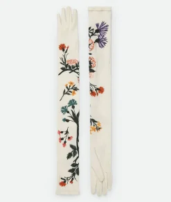 Bottega Veneta Wool Flowers Long Gloves Chalk Discount