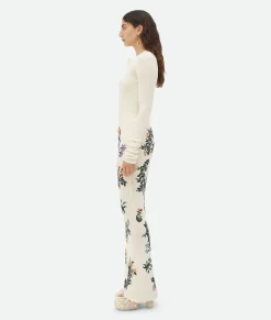Bottega Veneta Wool Flowers Long Skirt Chalk Outlet