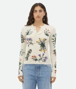 Bottega Veneta Wool Flowers Top Chalk Clearance
