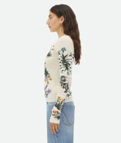 Bottega Veneta Wool Flowers Top Chalk Clearance