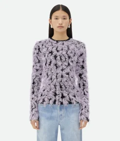 Bottega Veneta Wool Fringed Sweater Pale lilac/black Best