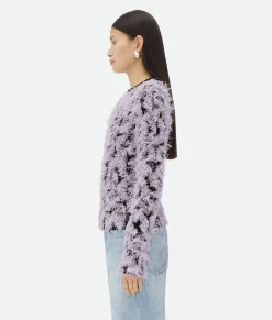 Bottega Veneta Wool Fringed Sweater Pale lilac/black Best