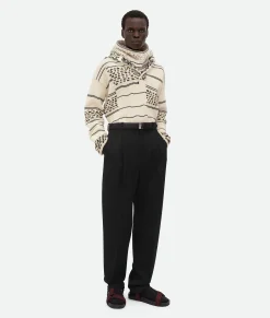 Bottega Veneta Wool Grain De Poudre Trousers Black Best