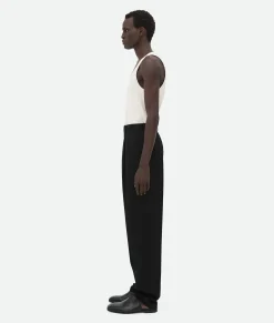 Bottega Veneta Wool Grain De Poudre Trousers Black Best