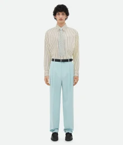Bottega Veneta Wool Grain De Poudre Trousers Mint