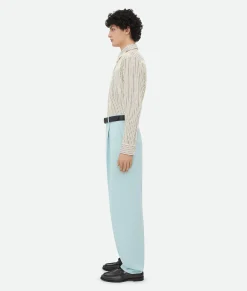 Bottega Veneta Wool Grain De Poudre Trousers Mint