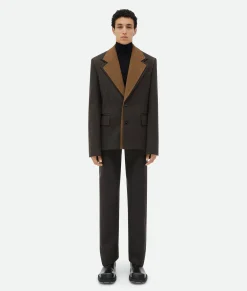 Bottega Veneta Wool Jacket With Contrasting Collar Kale
