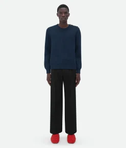 Bottega Veneta Wool Jumper With Metal Knot Buttons Midnight blue Clearance