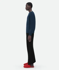 Bottega Veneta Wool Jumper With Metal Knot Buttons Midnight blue Clearance