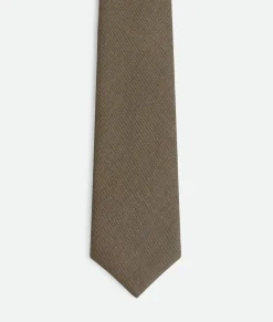 Bottega Veneta Wool Twill Tie Grey/ochre melange Outlet