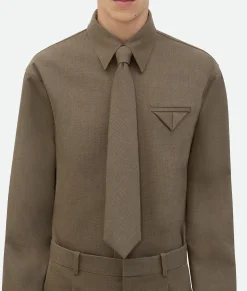 Bottega Veneta Wool Twill Tie Grey/ochre melange Outlet