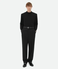 Bottega Veneta Wool Twill Trousers Black Clearance