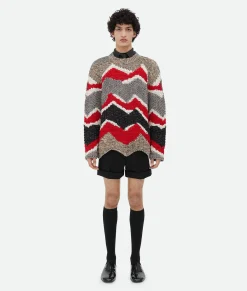 Bottega Veneta Zig Zag Cotton Knit Jumper Firework