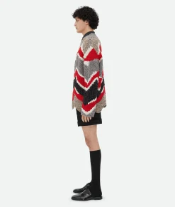Bottega Veneta Zig Zag Cotton Knit Jumper Firework