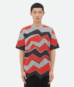 Bottega Veneta Zig-Zag Jacquard Knitted T-Shirt Tulip New