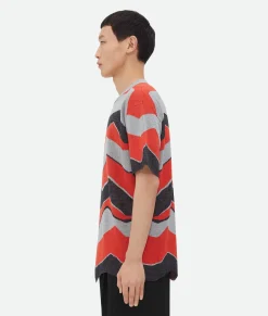Bottega Veneta Zig-Zag Jacquard Knitted T-Shirt Tulip New